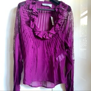 Gorgeous, delicate YSL plum wine color blouse NWT, tag price $1795